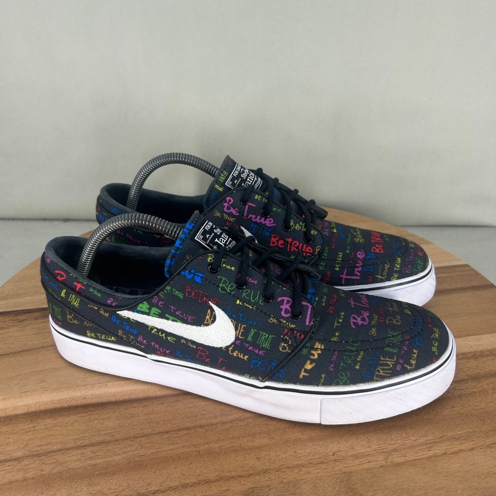 Nike SB Stefan Janoski Be True Black Multi Color Skate Shoes 702981-009 Mens 9.5